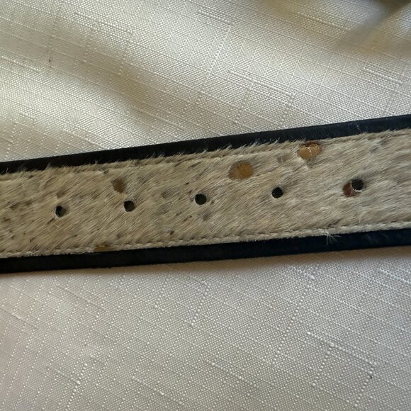 Streets Ahead Calf Hair Brown Metallic Gold Leather Belt EUC sz L - Picture 6 of 7